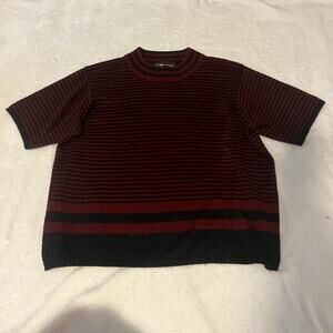 vintage red and black striped knit tee size medium